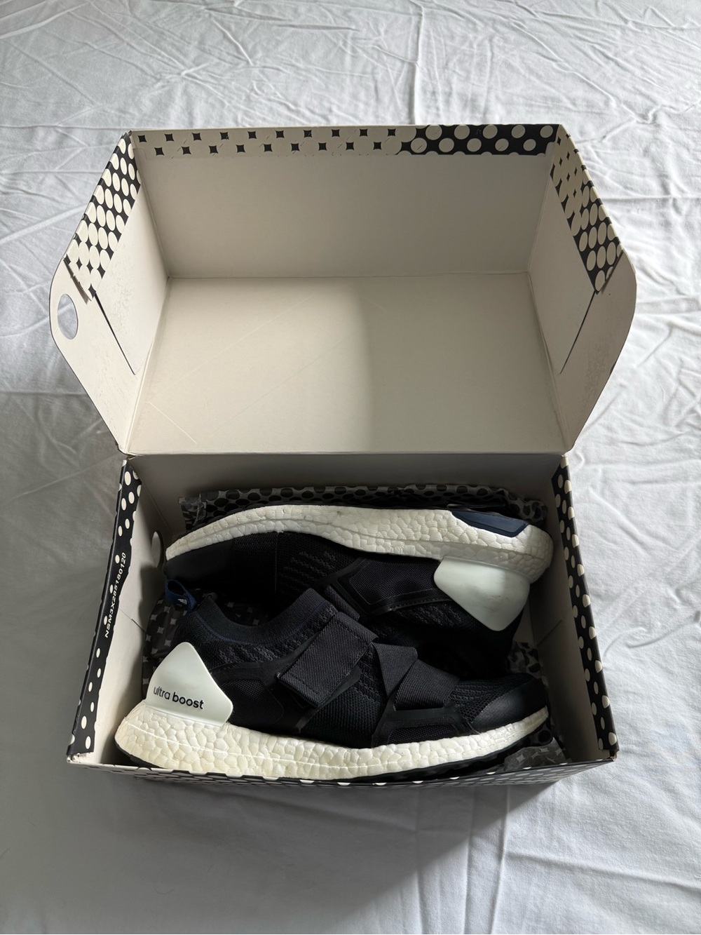 stella mccartney x adidas Black & White UltraBOOST X Slip-On Sneakers, size 7